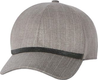 Brunello Cucinelli Sparkling pinstripe baseball cap in Silver at Nordstrom, Size X-Large