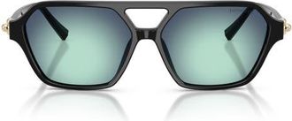 Tiffany & Co. 58mm Square Sunglasses in Black /Azure Radial Blue at Nordstrom