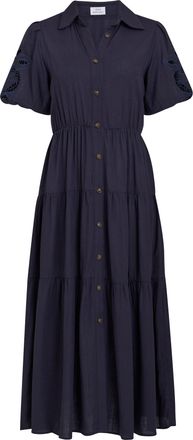 Gina Bacconi Womens Carey Puff Sleeve Dress - Navy - Size Small/Medium
