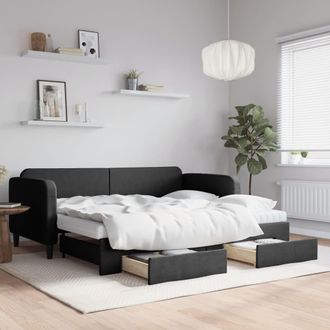 vidaXL Vidaxl - Sof&aacute; Cama Nido Con Cajones Tela Negro 90x190 Cm