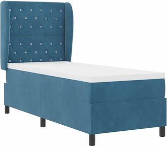 vidaXL Cama Tipo Box Spring Azul Oscuro 80 X 200 Cm Terciopelo Vidaxl
