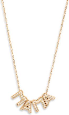 Nordstrom Mama Initial Pendant Necklace in Clear- Gold at Nordstrom