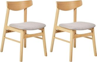 Beliani Set of 2 Dining Chairs SMILEY Wood Light Grey