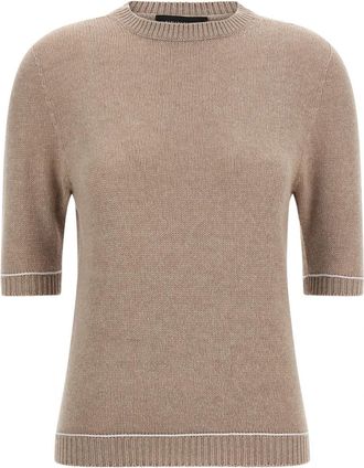 Fabiana Filippi Truien - Dames - Ronde hals truien - Beige - XS - Truien & Vesten