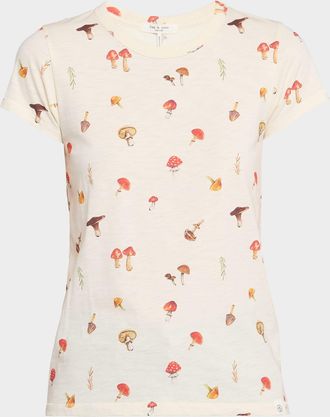 Rag & Bone Crewneck Mushroom-Print Tee