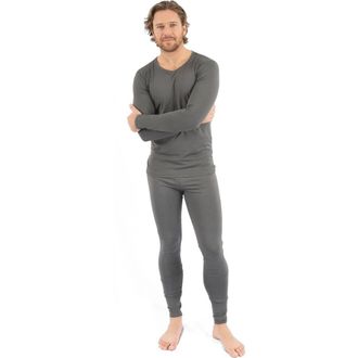 Leveret Mens Solid Thermal Pajama Set in Dark Gray at Nordstrom, Size Xx-Large