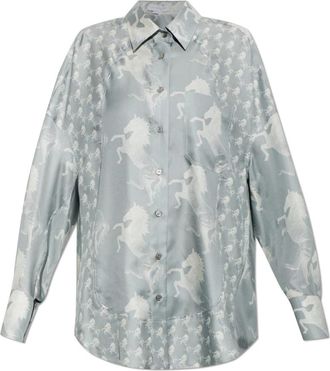 Stella McCartney Zijden Blouse Met Print - Dames - Overhemden - Grijs - S - Overhemden