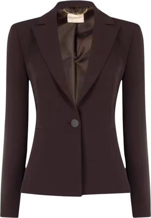 Rinascimento Blazer monopetto - Dames - Blazers - Bruin - S - Leer - Jassen