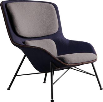 Mathi Design Sillón moderno bicolor en tejido Teddy