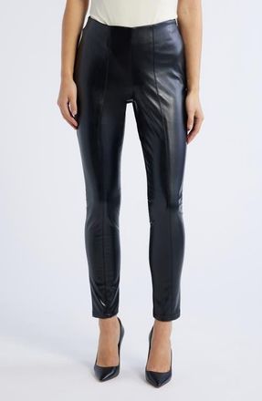 Tahari by ASL Faux Leather Ponte Pants in Black at Nordstrom, Size 16