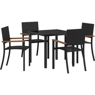 vidaXL Conjunto De Comedor De Jard&iacute;n 5 Pcs Negro Vidaxl