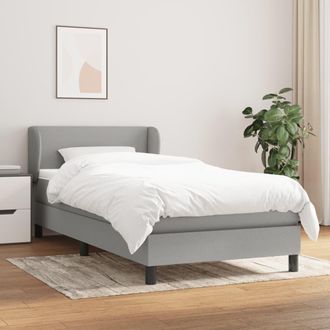 vidaXL Cama Box Spring Con Colch&oacute;n Tela Gris Claro 80x200 Cm Vidaxl