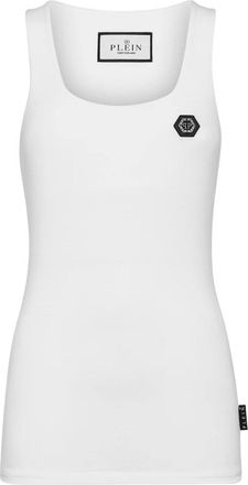 Philipp Plein Tops, Dames, Wit, S, Katoen, Tank Top Hexagon