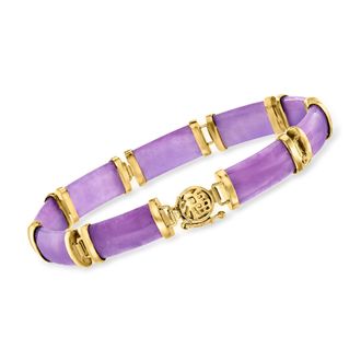 Ross-Simons Purple Jade Chinese Symbol Bracelet in 18kt Gold Over Sterling