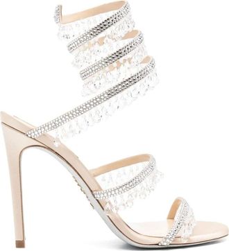 Rene Caovilla High Heel Sandals, female, Beige, Size: 8 1/2 US Crystal Embellished High Heel Sandals