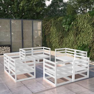 vidaXL Vidaxl - Set De Sal&oacute;n De Jard&iacute;n De 8 Piezas Blanco Madera Maciza De Pino