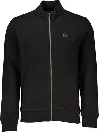 La Martina Fleece Zip Sweatshirt met Borduursel - Heren - Vesten met rits - Zwart - XL - Katoen - Hoodies & sweatvesten