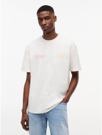 Tommy Hilfiger Mens Tommy Jeans Gradient Logo T-Shirt - White - XXL