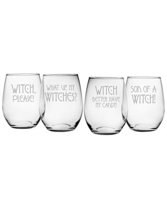 SUSQUEHANNA GLASS Set Of 4 Witch Please Glasses
