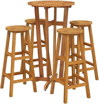 vidaXL Mesa Y Taburetes Altos De Jard&iacute;n 5 Pzas Madera Maciza Acacia Vidaxl