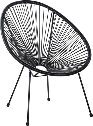 Beliani Beliani - Silla De Balc&oacute;n De Rat&aacute;n Sint&eacute;tico Negro Resistente A La Intemperie Sala De Estar Jard&iacute;n Bistr&oacute; Moderno Acapulco Ii