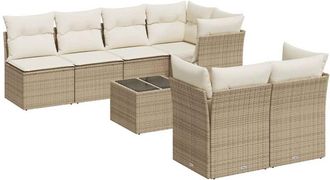vidaXL Vidaxl - Juego De Sof&aacute;s De Jard&iacute;n Con Cojines Beige 8 Pzas Rat&aacute;n Pe