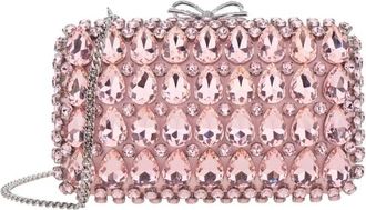 Self Portrait Self-Portrait Pink Satin Crystal Clutch Bag Pink Clutch Bag With Crystals On The Front In Satin For