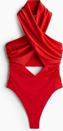 H&M Drapierter Badeanzug mit Neckholder-Ausschnitt - Red
