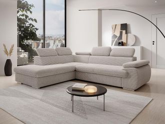 Vente-Unique Divano letto in Velluto a coste Beige - Angolo a sinistra - FABIEN