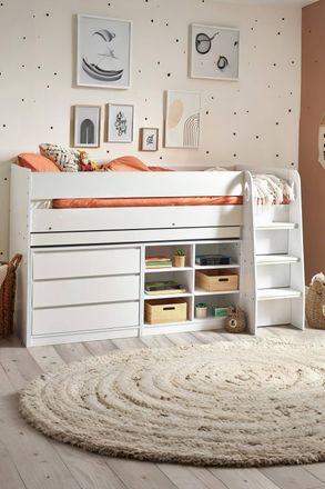 Julian Bowen Vespa Single White Midsleeper Cabin Bed with Desk