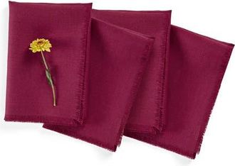 Solino Home Linen Dinner Napkins Set of 4, 20 x 20 Inch for Dining Table, Holiday and Everyday Table Decor - Fringe in Beet at Nordstrom, Size Large