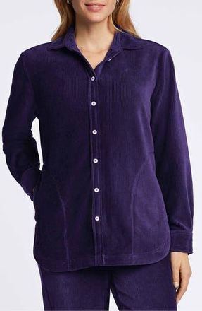 Foxcroft Maddy Plush Corduroy Button-Up Shirt in Deep Purple at Nordstrom Rack, Size X-Small