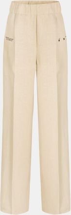 Off-white Womens Off White Solid Wide Leg Trousers in Beige/Blue - Size 6 UK
