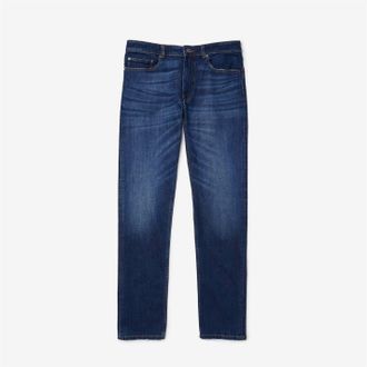 Lacoste Slim-fit herenjeans met logo in denim (Blauw wassen)
