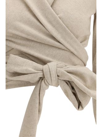 Alaia Womens Wrap Top Sable Cashmere Tops