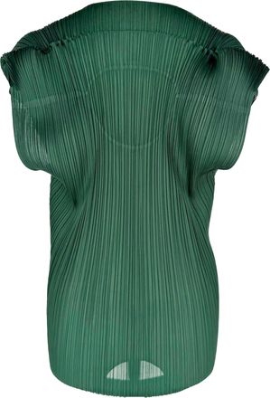 Issey Miyake Short Sleeve Blouse in Green Polyester