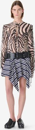 Iro Trecy Zebra Print Blouse in Black Wild Print at Nordstrom, Size 42 Eu
