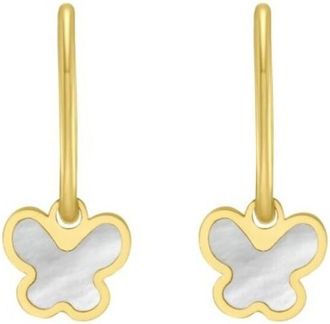 Tresorra 14K Yellow Gold MOP Butterfly Earrings