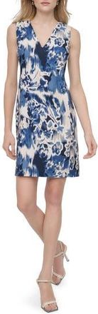 DKNY Sleeveless Shift Dress in Dkny Navy Multi at Nordstrom Rack, Size 18