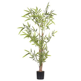 Beliani Beliani - Planta Artificial Bamb&uacute; En Maceta De Material Sint&eacute;tico Verde Y Negro Accesorio Decorativo De Interior 100 Cm Bambusa Vulgaris