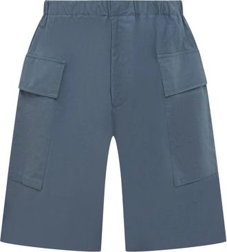 Jil Sander Blue Mid-Thigh Cotton Cargo Shorts