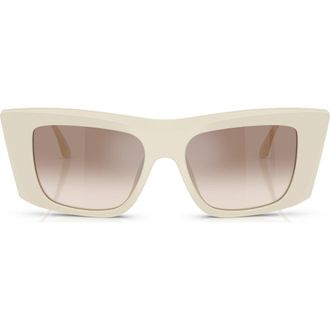 Dolce & Gabbana 51mm Cat Eye Sunglasses in Cream/Clear Brown Silver at Nordstrom