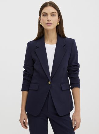 Contemporaine Womens Soft piqué-textured gold-button jacket