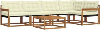 vidaXL Conjunto De Sof&aacute;s De Exterior 6 Uds. Natural Y Crema Vidaxl