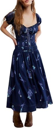 Free People Complete Me Cotton Midi Dress in Navy Combo at Nordstrom, Size X-Small