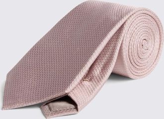 Moss Dusty Pink Silk Semi Plain Tie
