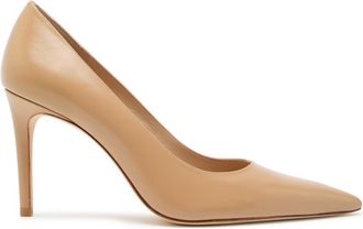 Stuart Weitzman Stuart Weitzman Stuart Power 85 Leather Pumps - Beige