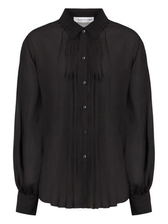 Raquel Diniz Zijden blouse met geplooide voorkant - Zwart