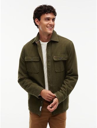 Tommy Hilfiger Mens Regular Fit Flannel Shirt Jacket - Huntsman Green - XXL