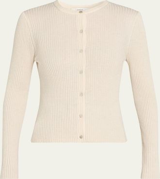 Vince Ribbed Cashmere and Silk Fitted Cardigan